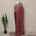Wine Red French Chantilly Saree Lace Elegant Floral Net Design 5.5 Mtrs Length 110 Cms Width Premium Soft Sheer Fabric France Origin-D28941 Regal Fabrics