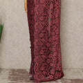 Wine Red French Chantilly Saree Lace Elegant Floral Net Design 5.5 Mtrs Length 110 Cms Width Premium Soft Sheer Fabric France Origin-D28941 Regal Fabrics