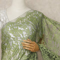 Emerald Green French Chantilly Saree Lace Elegant Floral Net Design 5.5 Mtrs Length 110 Cms Width Premium Soft Sheer Fabric France Origin-D28934 Regal Fabrics