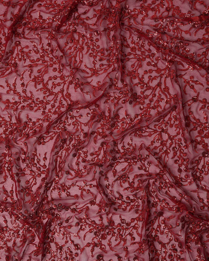 Red Self Pure Silk Chiffon Fabric 110cm