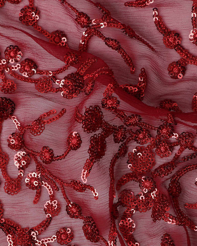 Red Self Pure Silk Chiffon Fabric 110cm
