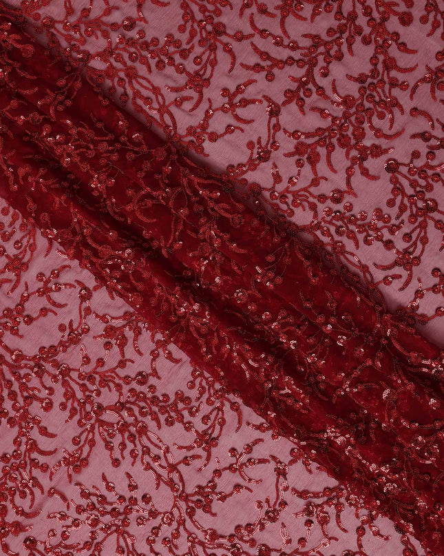 Red Self Pure Silk Chiffon Fabric 110cm