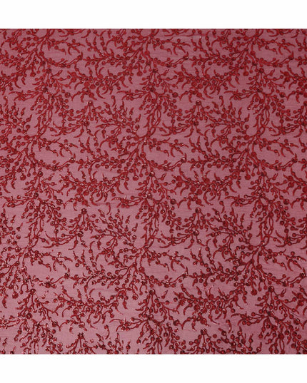Red Self Pure Silk Chiffon Fabric 110cm