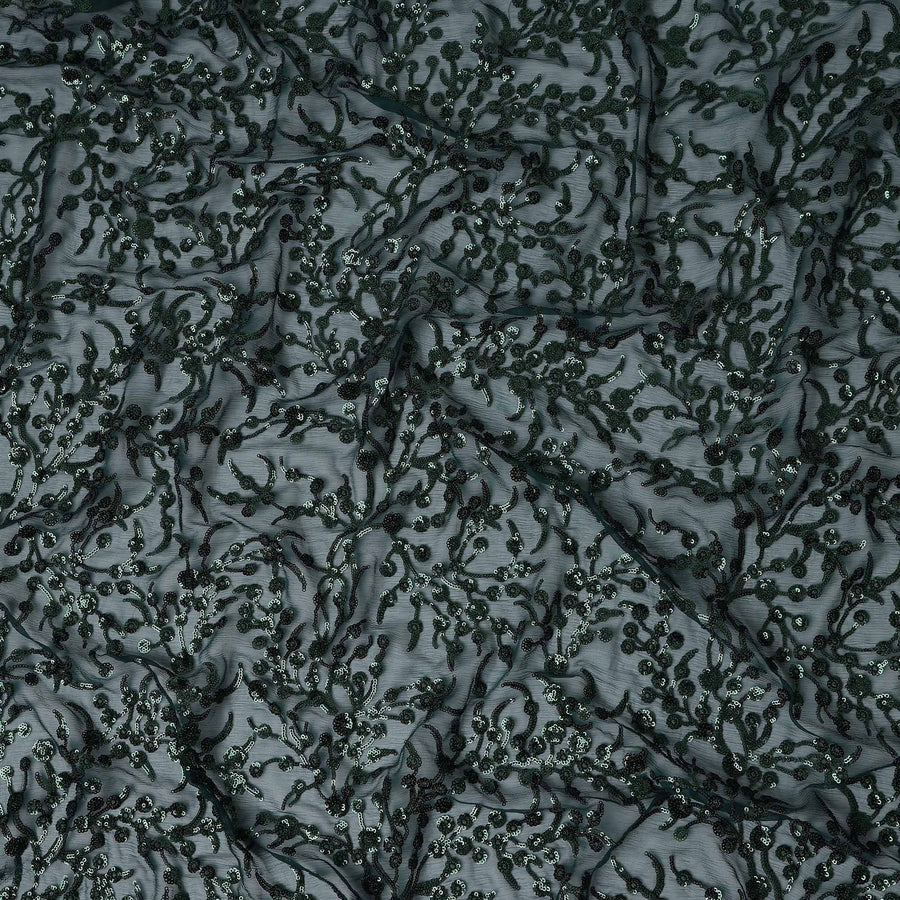 Green Self Pure Silk Chiffon Fabric 110cm