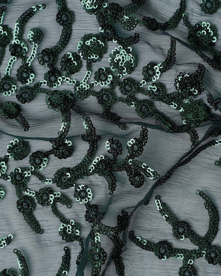 Green Self Pure Silk Chiffon Fabric 110cm