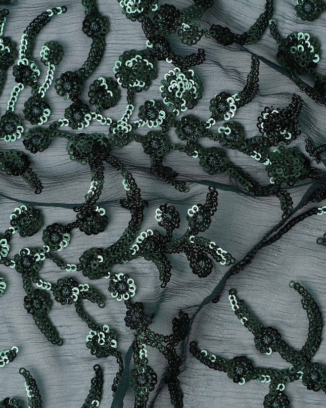 Green Self Pure Silk Chiffon Fabric 110cm