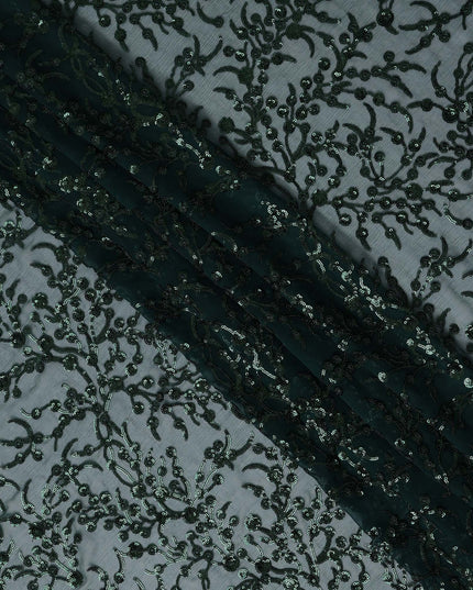 Green Self Pure Silk Chiffon Fabric 110cm