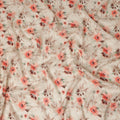 Beige Coral Floral Printed Viscose Modal Satin Fabric Soft Smooth Lightweight Botanical Flower Pattern Elegant Dress Craft Sewing Material 110 Cms Width Made In India-D28312