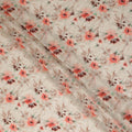 Beige Coral Floral Printed Viscose Modal Satin Fabric Soft Smooth Lightweight Botanical Flower Pattern Elegant Dress Craft Sewing Material 110 Cms Width Made In India-D28312