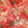 Coral Red Floral Printed Viscose Modal Satin Fabric Soft Smooth Lightweight Botanical Flower Pattern Elegant Dress Sewing Craft Fabric 110 Cms Width Made In India-D28314