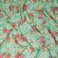 Mint Green Floral Printed Viscose Modal Satin Fabric Soft Smooth Lightweight Dress Craft Fabric 110 Cms Width Flowing Floral Pattern Premium Apparel Material Made In India Textile Origin-D28309