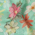 Mint Green Floral Printed Viscose Modal Satin Fabric Soft Smooth Lightweight Dress Craft Fabric 110 Cms Width Flowing Floral Pattern Premium Apparel Material Made In India Textile Origin-D28309