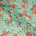 Mint Green Floral Printed Viscose Modal Satin Fabric Soft Smooth Lightweight Dress Craft Fabric 110 Cms Width Flowing Floral Pattern Premium Apparel Material Made In India Textile Origin-D28309