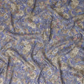 Lavender Blue Vintage Floral Printed Viscose Modal Satin Fabric Soft Smooth Lightweight Botanical Flower Pattern Elegant Dress Sewing Material 110 Cms Width Made In India-D28316