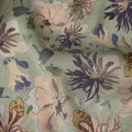 Sage Green Floral Pure Viscose Modal Satin Fabric 110cm