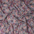 Dusty Lilac Grey Floral Pure Viscose Modal Satin Fabric