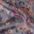 Dusty Lilac Grey Floral Pure Viscose Modal Satin Fabric