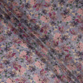 Dusty Lilac Grey Floral Pure Viscose Modal Satin Fabric