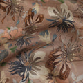 Brown Floral Printed Viscose Modal Satin Fabric 110 Cms India Origin-D27565