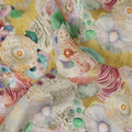 Mustard Yellow Abstract Floral Printed Viscose Modal Satin Fabric 110 Cms India Origin-D27570