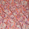 Peach Coral Abstract Floral Printed Viscose Modal Satin Fabric 110 Cms India Origin-D27569