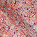 Peach Coral Abstract Floral Printed Viscose Modal Satin Fabric 110 Cms India Origin-D27569