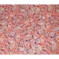 Peach Coral Abstract Floral Printed Viscose Modal Satin Fabric 110 Cms India Origin-D27569