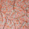 Coral Peach Floral Pure Viscose Modal Satin Fabric 110cm