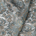 Slate Grey Floral Metallic Embroidered Synthetic Lace Fabric Premium Design 110 Cms Made in South Korea-D27471