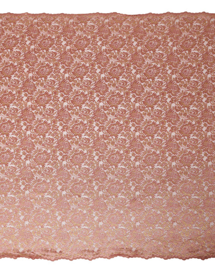Blush Pink Floral Metallic Embroidered Synthetic Lace Fabric Elegant Pattern 110 Cms Made in South Korea-D27468