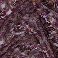 Plum Purple Floral Metallic Embroidered Synthetic Lace Fabric Luxury Design 110 Cms Made in South Korea-D27474