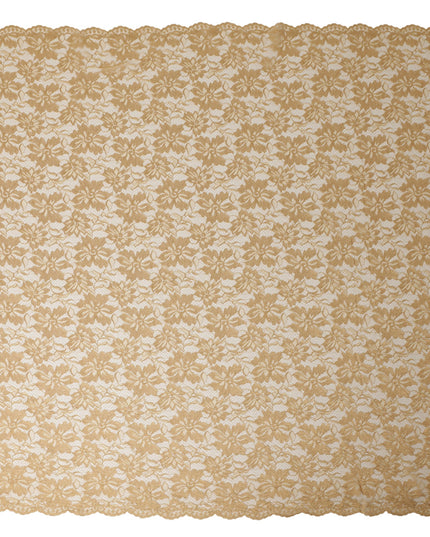 Gold Floral Metallic Embroidered Synthetic Lace Fabric Elegant Shimmer Design 110 Cms Width Made in South Korea-D27461