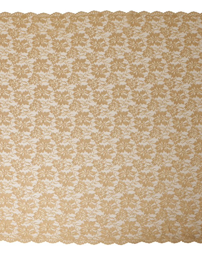 Gold Floral Metallic Embroidered Synthetic Lace Fabric Elegant Shimmer Design 110 Cms Width Made in South Korea-D27461