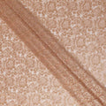 Peach Nude Floral Metallic Embroidered Synthetic Lace Fabric Elegant Design 110 Cms Made in South Korea-D27467