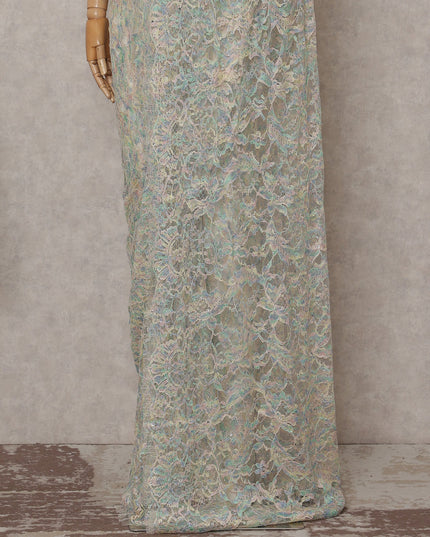 Opal White Floral French Chantilly Lace Saree