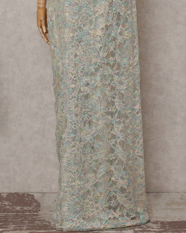 Opal White Floral French Chantilly Lace Saree
