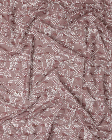 Dusty Rose Abstract Geometric Printed Cotton Voile Fabric 150 Cms Width Soft Lightweight Breathable Dress Material Made In India-D27879