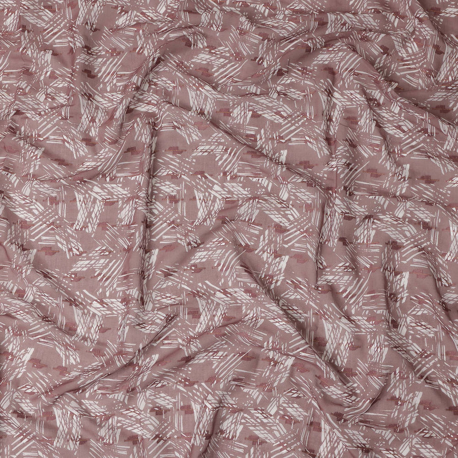 Dusty Rose Abstract Geometric Printed Cotton Voile Fabric 150 Cms Width Soft Lightweight Breathable Dress Material Made In India-D27879