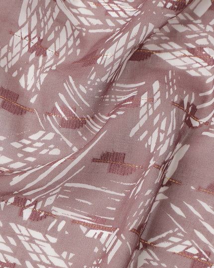 Dusty Rose Abstract Geometric Printed Cotton Voile Fabric 150 Cms Width Soft Lightweight Breathable Dress Material Made In India-D27879
