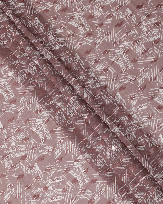 Dusty Rose Abstract Geometric Printed Cotton Voile Fabric 150 Cms Width Soft Lightweight Breathable Dress Material Made In India-D27879