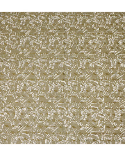 Olive Green Abstract Geometric Printed Cotton Voile Fabric 150 Cms Width Soft Lightweight Breathable Dress Material Made In India-D27880