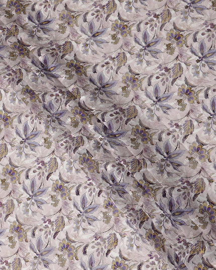 Off White Purple Yellow Floral Printed Cotton Voile Fabric 150 Cms Width Lightweight Soft Breathable Dress Material Made In India-D27866