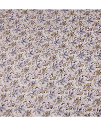 Off White Purple Yellow Floral Printed Cotton Voile Fabric 150 Cms Width Lightweight Soft Breathable Dress Material Made In India-D27866