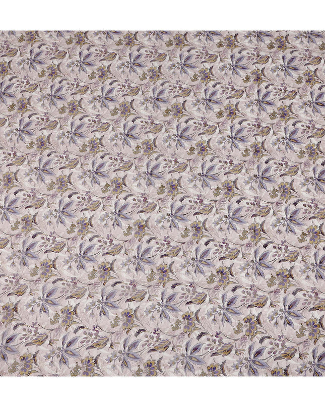 Off White Purple Yellow Floral Printed Cotton Voile Fabric 150 Cms Width Lightweight Soft Breathable Dress Material Made In India-D27866