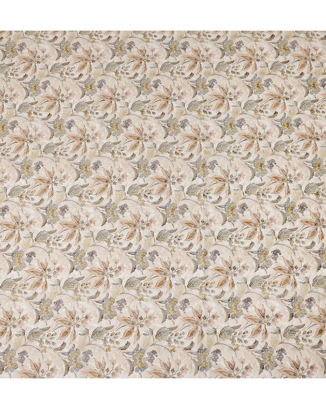 Cream Peach Yellow Floral Printed Cotton Voile Fabric 150 Cms Width Lightweight Soft Breathable Dress Material Made In India-D27864