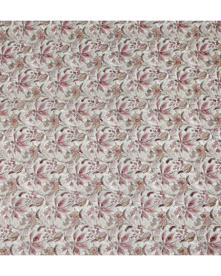 Off White Pink Floral Printed Cotton Voile Fabric 150 Cms Width Lightweight Soft Breathable Dress Material Made In India-D27865 Regal Fabrics