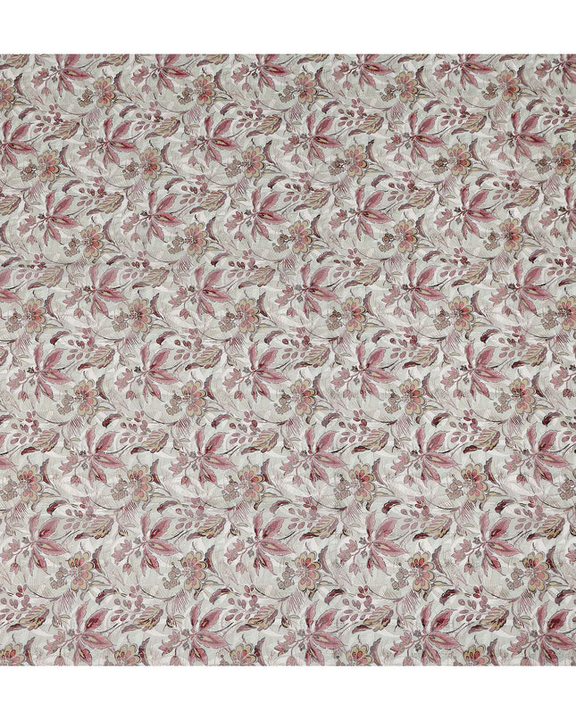 Off White Pink Floral Printed Cotton Voile Fabric 150 Cms Width Lightweight Soft Breathable Dress Material Made In India-D27865