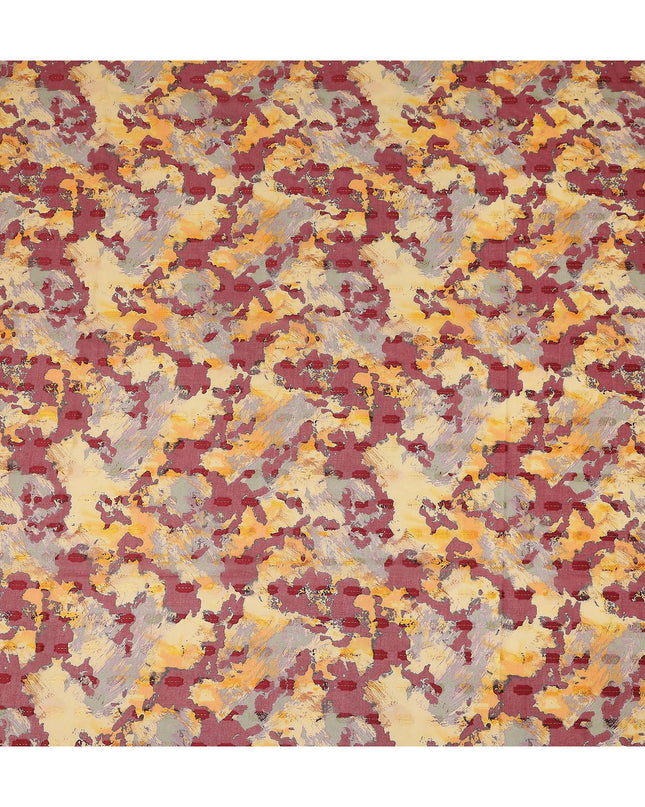Mustard Yellow Maroon Abstract Printed Cotton Voile Fabric 150 Cms Width Soft Lightweight Breathable Dress Material Made In India-D27881