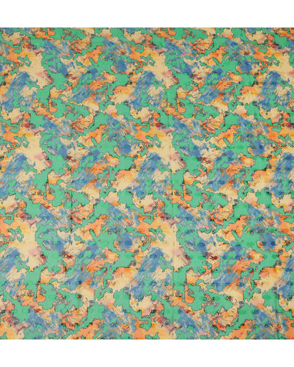 Green Multicolor Abstract Printed Cotton Voile Fabric 150 Cms Width Soft Lightweight Breathable Dress Material Made In India-D27882