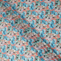 Peach Blue Floral Printed Cotton Voile Fabric 150 Cms Width Soft Lightweight Breathable Dress Material Made In India-D27877